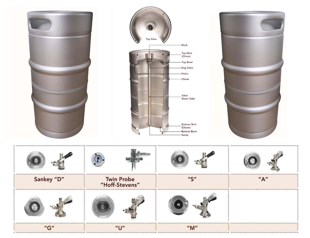 US 1/4bbl Stainless Steel Beer Keg